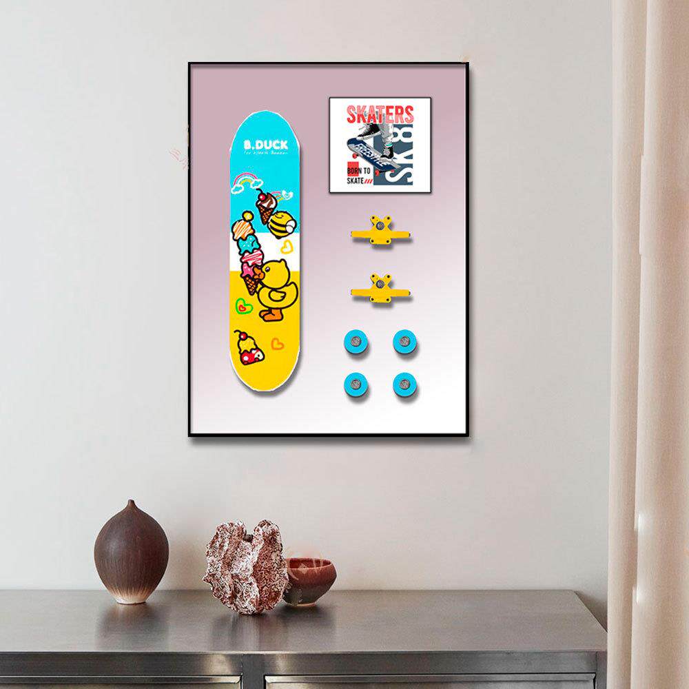 滑板装饰画立体实物画潮玩挂画客厅玄关过道壁画简约儿童房床头画