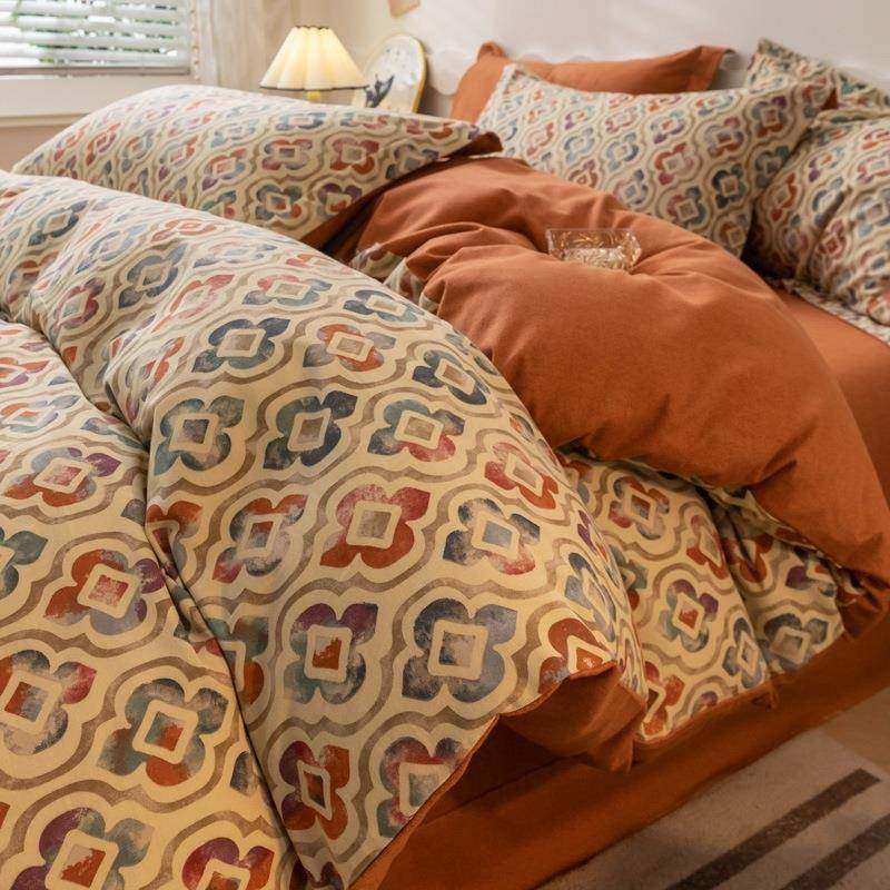 爆款小清新轻奢卡通全棉生态磨毛印花四件套吊边床单床笠四季床品