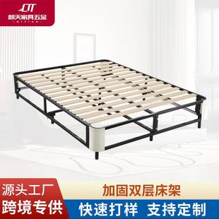 无床头钢木排骨架床加厚承重力强直销防潮实木床双人钢架床架