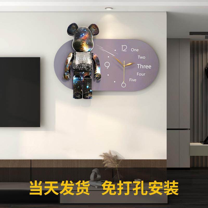 网红餐厅钟表挂钟客厅2023新款现代简约创意静音免打孔装饰石英钟