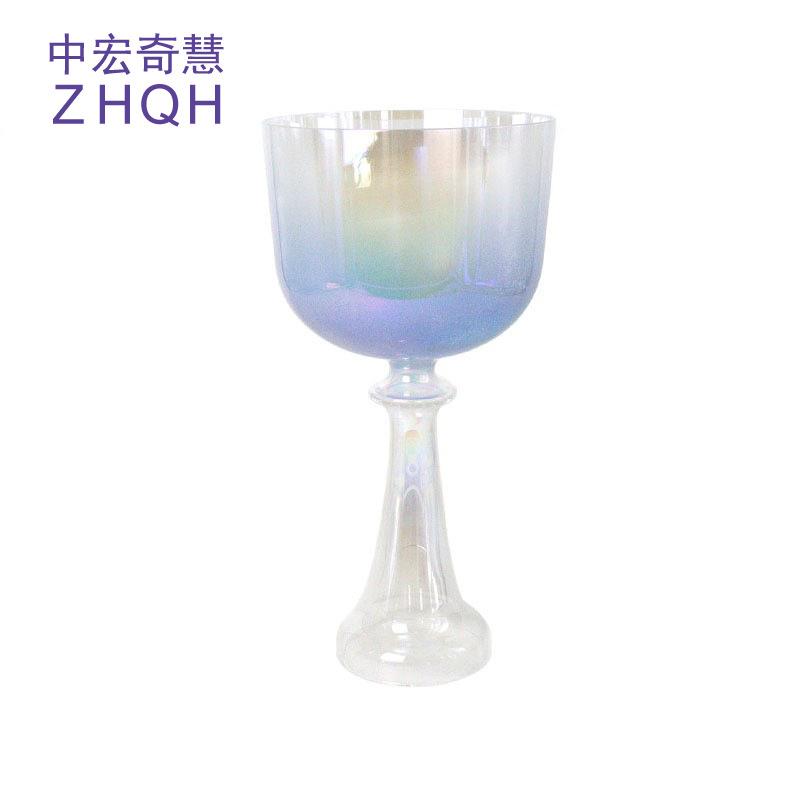 蓝色渐变手持水晶歌唱圣杯瑜伽减压打击乐器愈合歌唱碗音乐钵