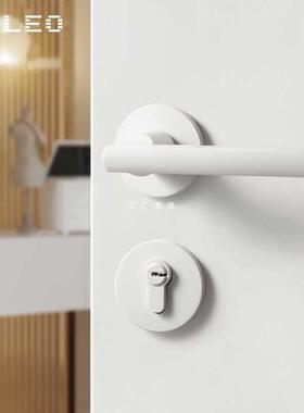 贝雷欧白色室内静音分体门锁家用锁具简约通用磁吸门锁卧室木门锁