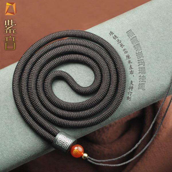 西藏天珠挂绳竖穿吊绳加粗男女款线结实蜜蜡松石南红雕件吊坠挂绳