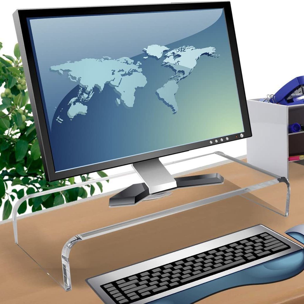 批发透明亚克电脑台式显示器增高架键盘底座笔记本抬高收纳底座