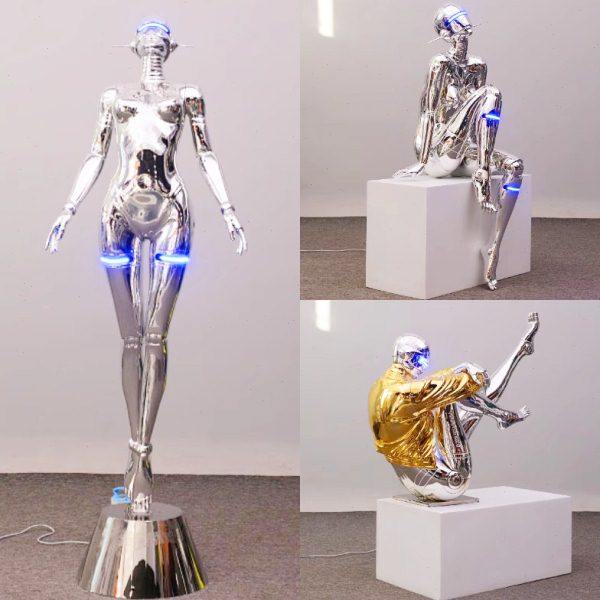 电镀空山基科技机器人女神玻璃钢雕塑机械姬酒店餐吧KTV落地摆件,家居饰品,落地摆件,淘宝优惠券,粉丝福利购,淘宝优惠卷