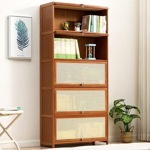 书架书柜置物架带柜门储物柜一体格子柜展示柜落地多层客厅置物柜