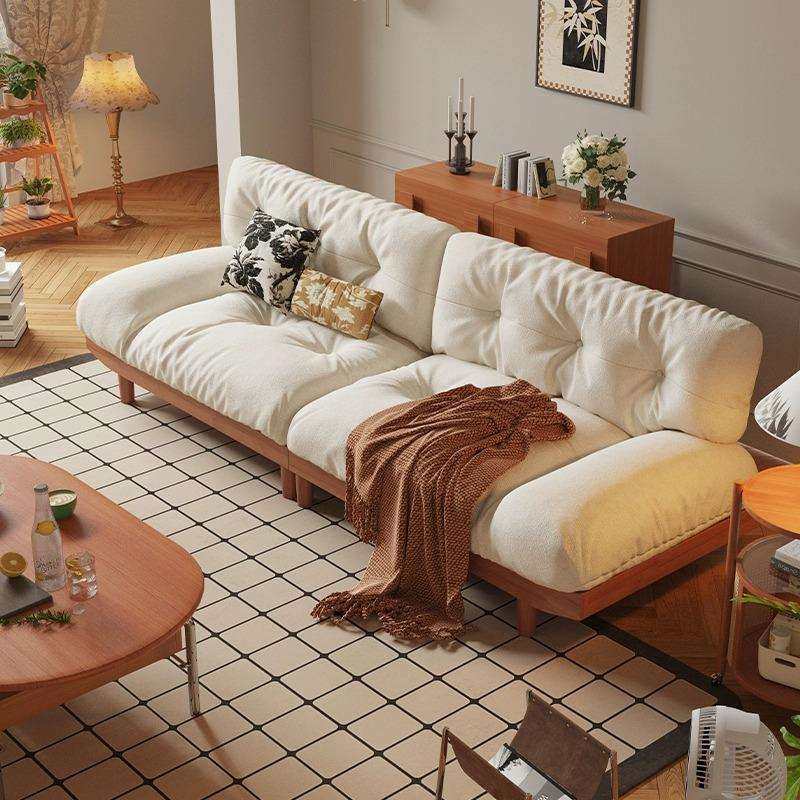 北欧云朵沙发中古风直排三人位实木布艺沙发小户型客厅简约奶油风,电子元器件市场,其它元器件,淘宝优惠券,粉丝福利购,淘宝优惠卷