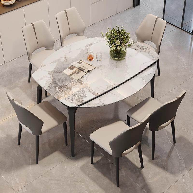 伸缩岩板餐桌家用小户型现代简约可变圆形折叠餐桌椅组合方圆两用,电子元器件市场,其它元器件,淘宝优惠券,粉丝福利购,淘宝优惠卷