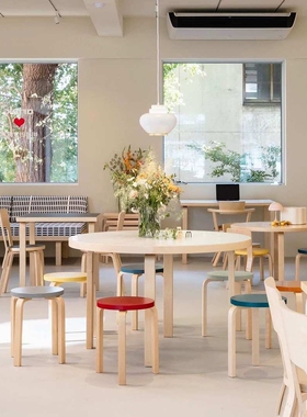 芬兰进口Artek Stool60凳子替换凳圆形矮凳木质化妆凳经典桦木餐