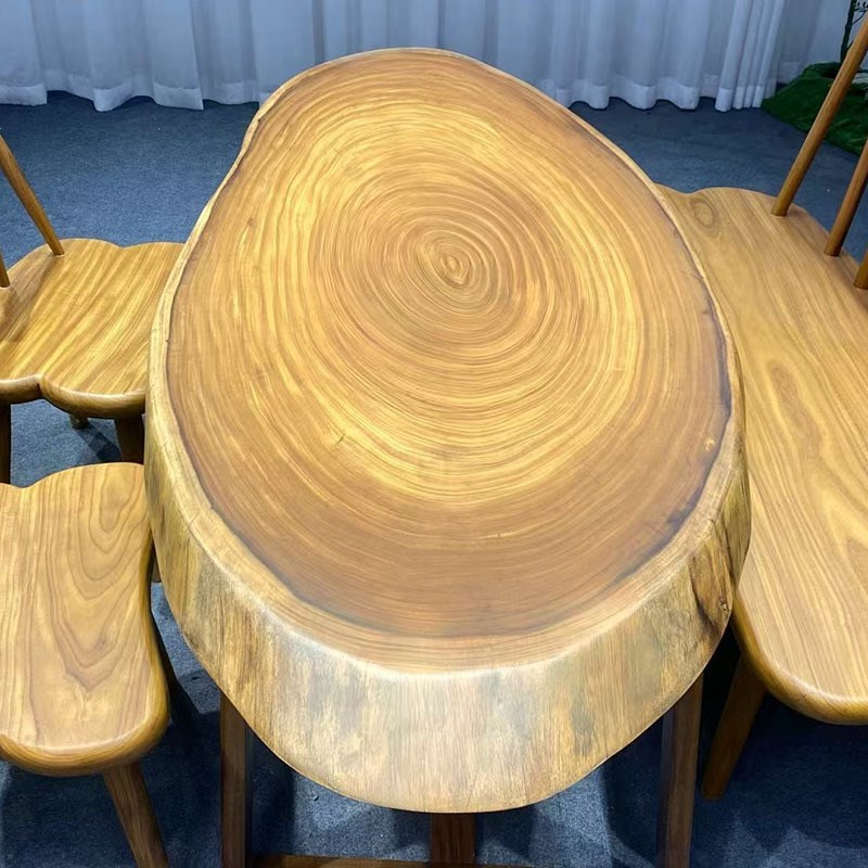 去客厅化大板书桌实木大板茶桌 非洲柚木餐桌 原木色办公桌工作台