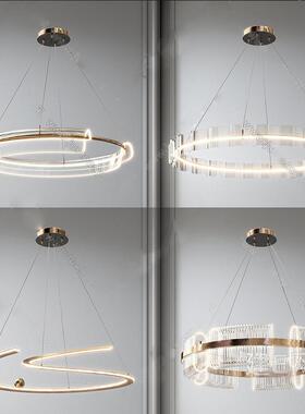 后现代轻奢客厅圆环亚克力吊灯设计师样板房卧室餐厅书房LED灯具
