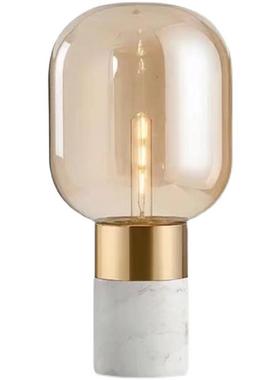 后现代白色大理石台灯北欧美式简约创意轻奢书房办公桌卧室床头灯