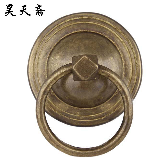 昊天斋新中式明清仿古纯铜配件大院门钹把手老式复古门环拉手