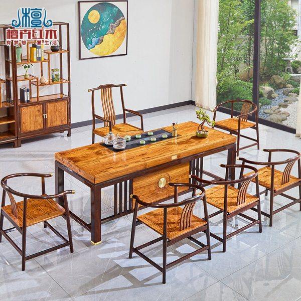 新中式红木茶桌椅组合檀香木双色大户型功夫泡茶台实木办公室茶桌,住宅家具,家用茶台/茶桌,淘宝优惠券,粉丝福利购,淘宝优惠卷