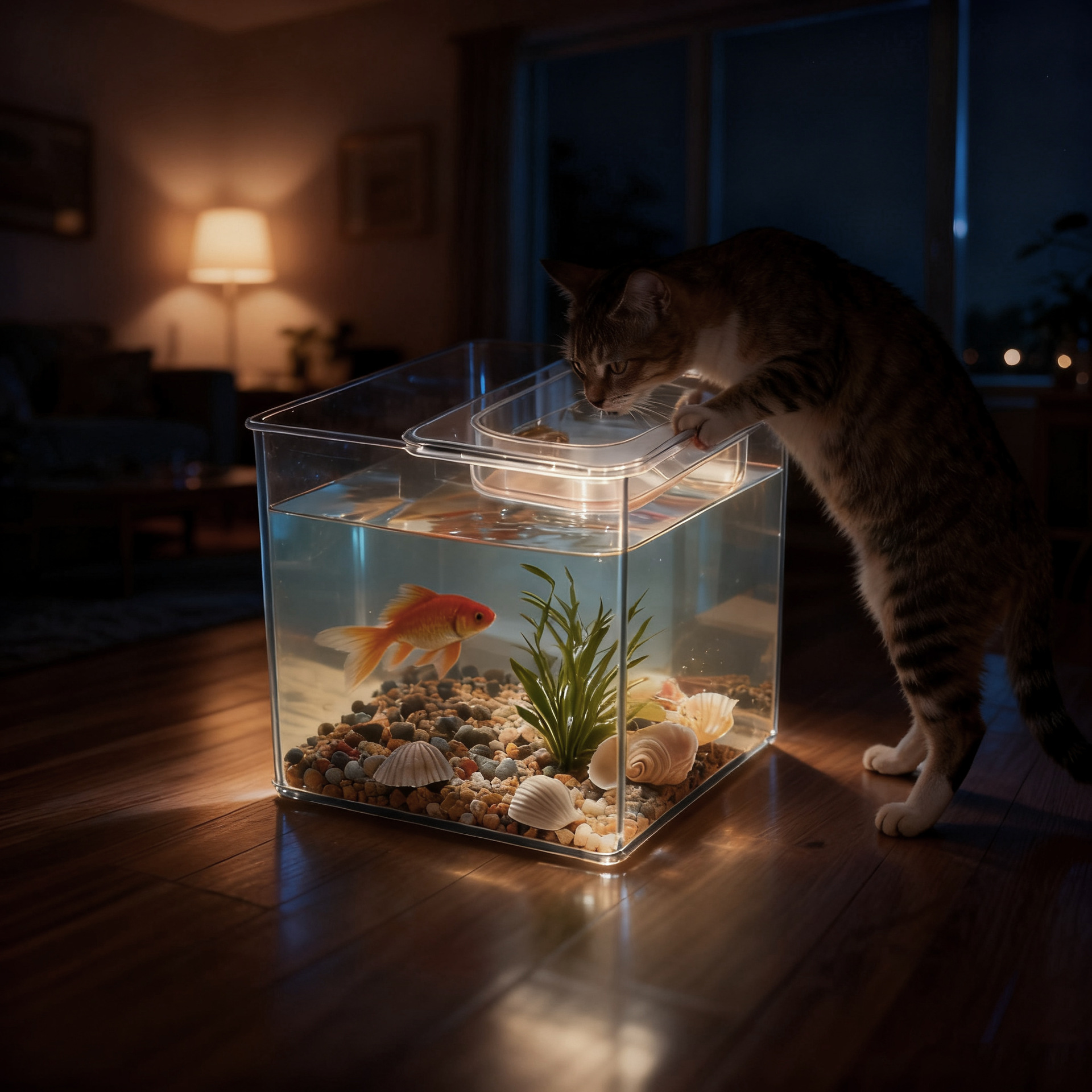 正方形透明鱼缸办公室微景观金鱼缸观赏生态造景乌龟缸养鱼水族箱