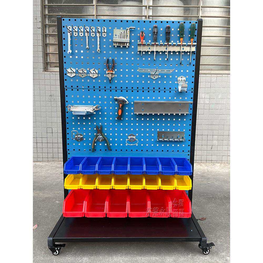 ⇝移动螺丝架双面加厚双面工具整理架螺丝车零件盒推车螺丝架子车