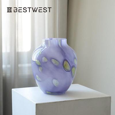 紫色玻璃花瓶摆件客厅插花居家装饰复古大肚水养鲜花创意餐桌花器