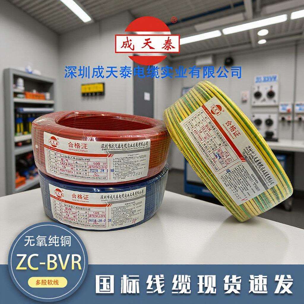 成天泰电线电缆BVR1.5/2.5/4/6平方铜芯国标阻燃家装家用多股软线
