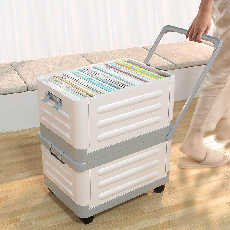 收纳箱书箱学生用教室装书本整理收纳盒带轮子拉杆可折叠储物箱子