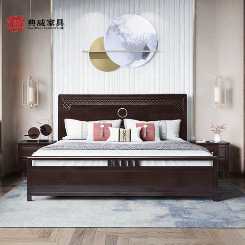 典威新中式实木床主卧1米8双人大床储物高箱婚床卧室现代简约床
