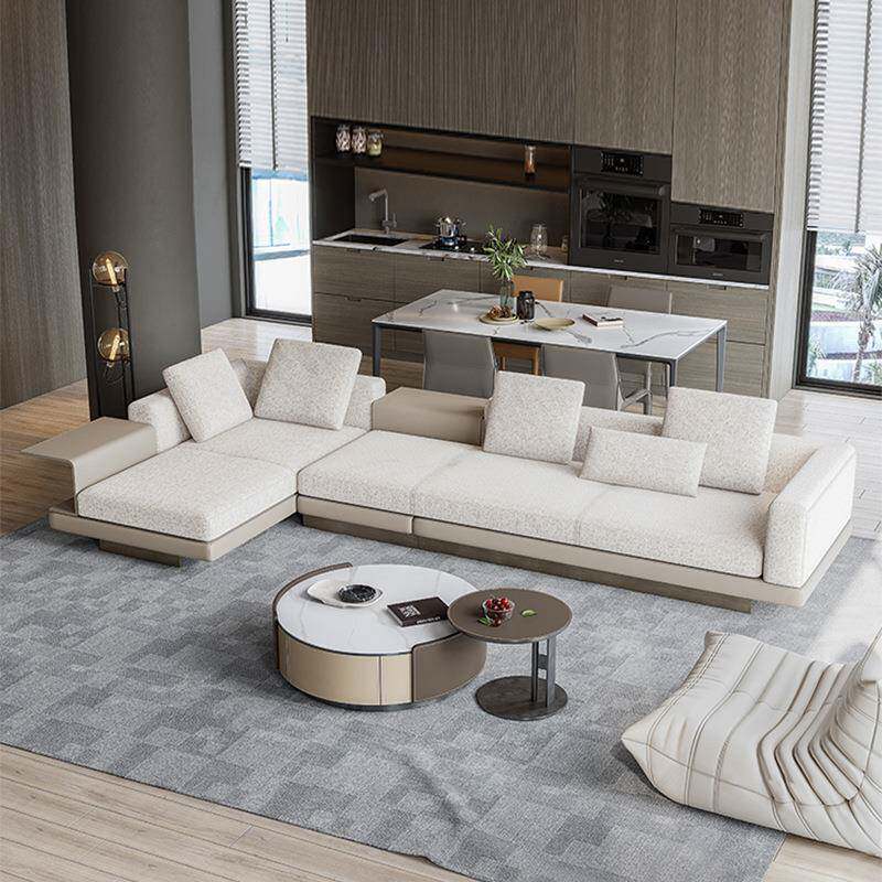 现代简约意式极简高端康纳利棉麻客厅转角布艺沙发