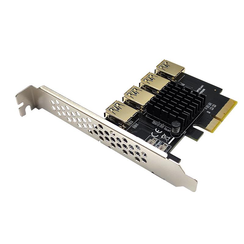 PCI-E转接卡一转四1转4PCI-EX4转PCI-EX16显卡延长线一拖四扩展卡