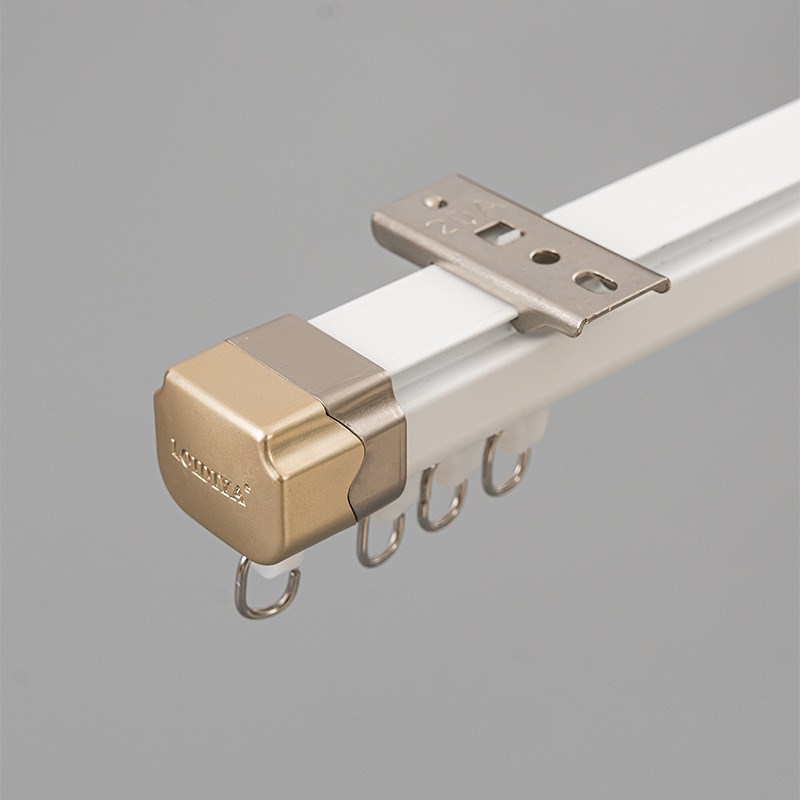 加厚静音直轨顶装侧装飘窗单轨双轨交叉防漏光铝合金窗帘轨道