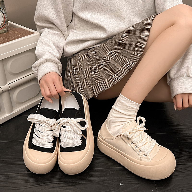 小个子厚底百搭经典帆布鞋小白鞋