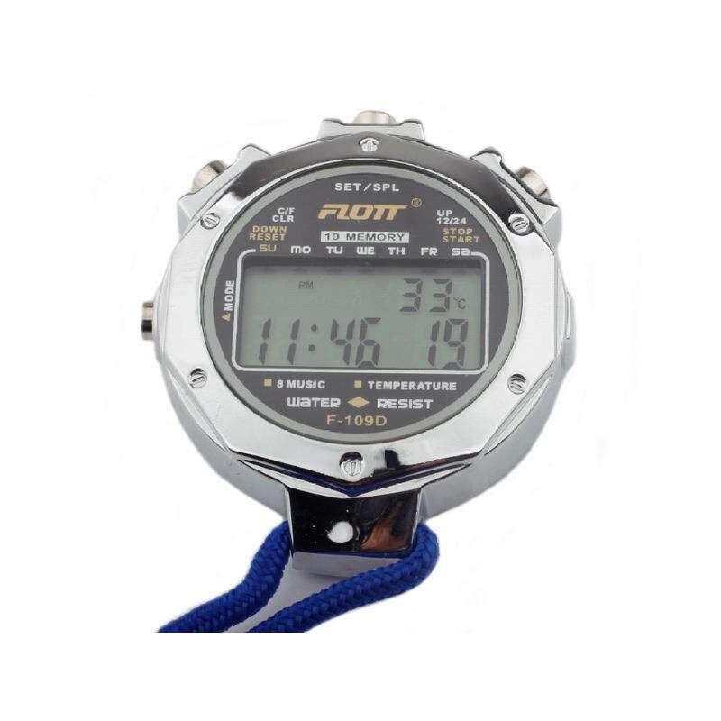 FLOTT金属秒表 厂家直销田径裁判秒表防水测温计时器10道记忆秒表