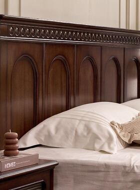 (FAS级桃花芯)法式中古风全实木床复古主卧双人床卧室平头床婚床