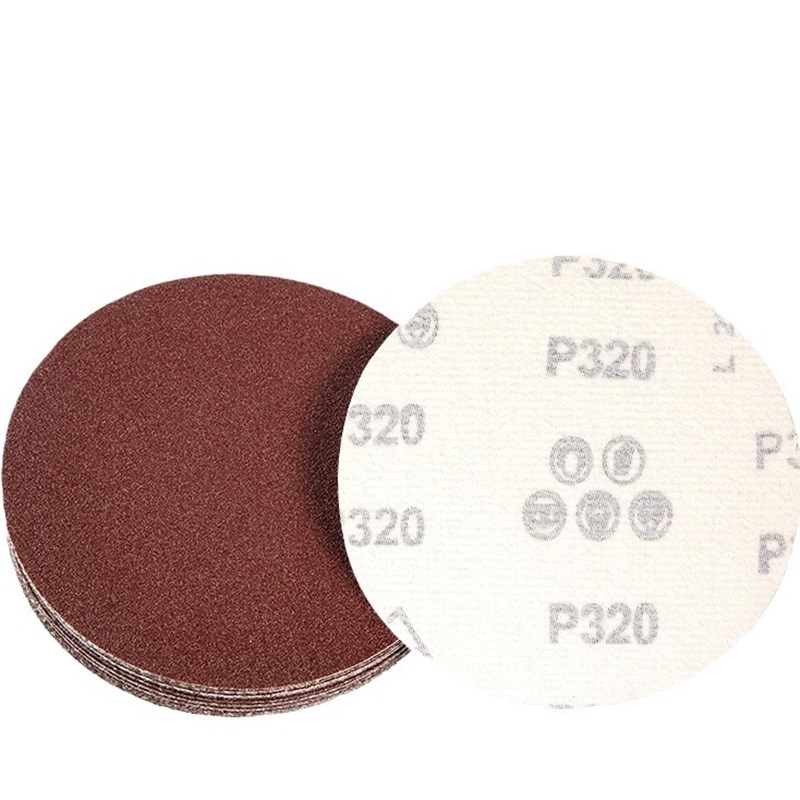 厂家红砂背绒植绒砂纸片自粘 4寸5寸7寸抛光圆盘气磨打磨砂纸