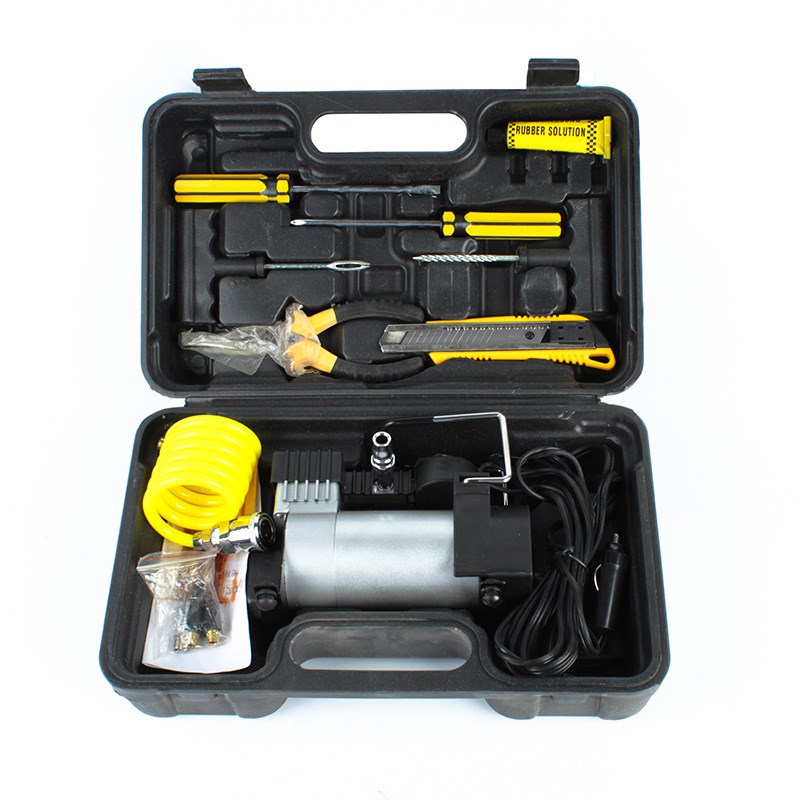 汽车充气泵150PSI转子款车用轮胎打气泵 12V车载工具箱单缸气泵