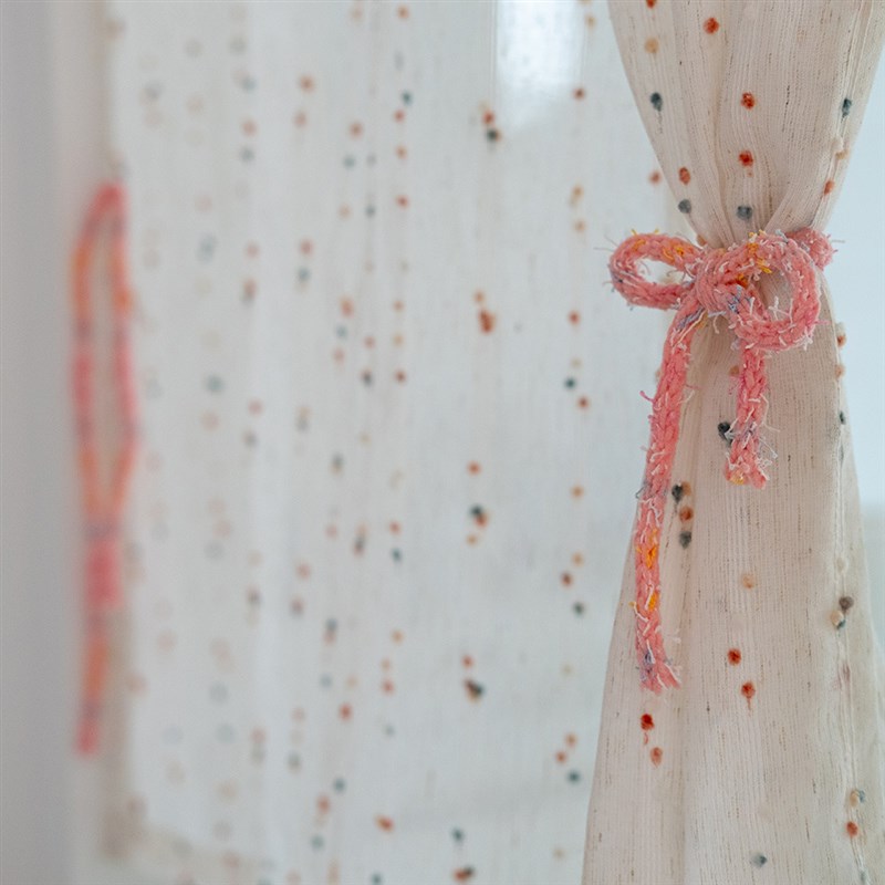 可爱复古彩虹糖纱帘分片穿杆门帘隔断帘儿童房清新甜美粉色氛围感