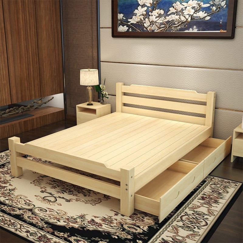 实木床一米二的床双人床经济型1.35床1米1.2出租房用1米2单人床