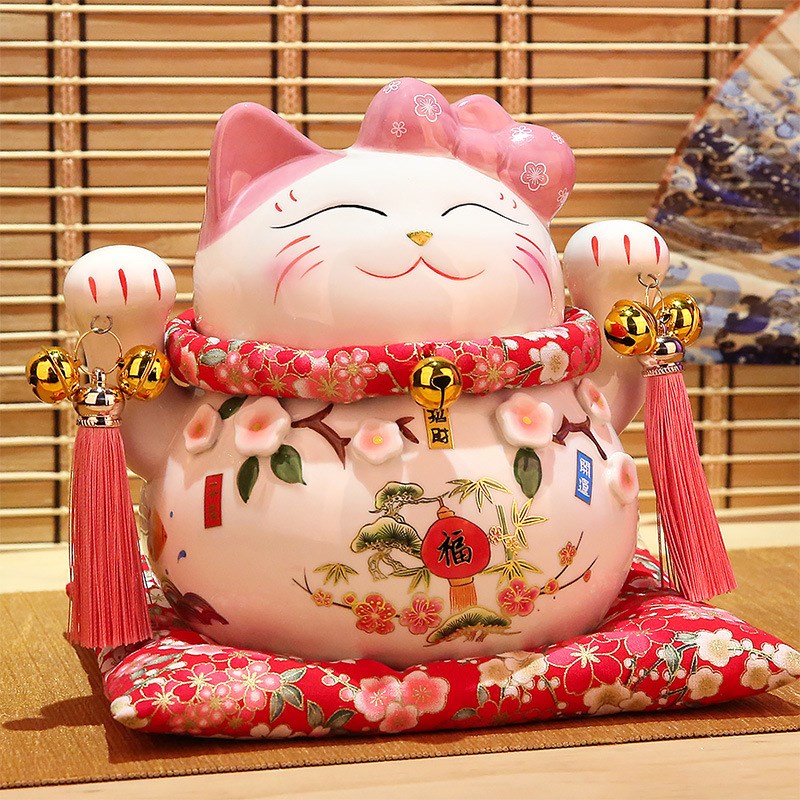 10寸大号招财猫陶瓷日本存钱储蓄罐 店铺开业创意礼品招财猫摆件