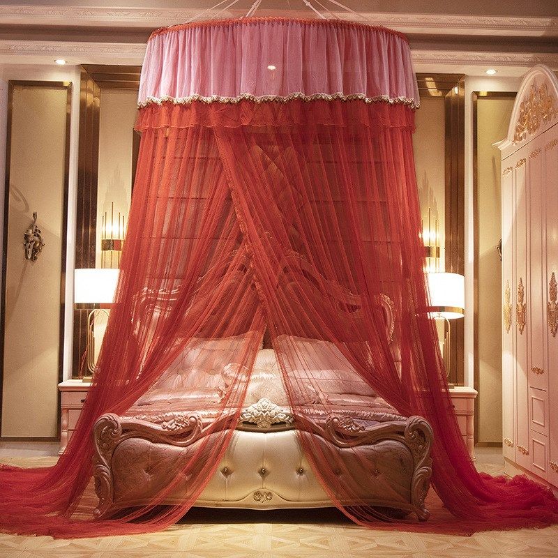 厂家直销公主床幔1.5米直径大圆顶吊顶蚊帐单开门落地式吊挂圆形