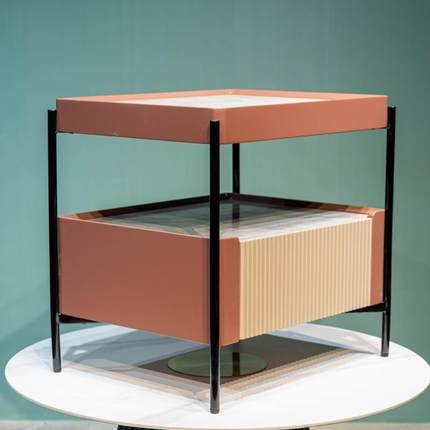 TS118#轻奢现代岩板床头柜设计师高级感烤漆床边柜卧室创意收纳储