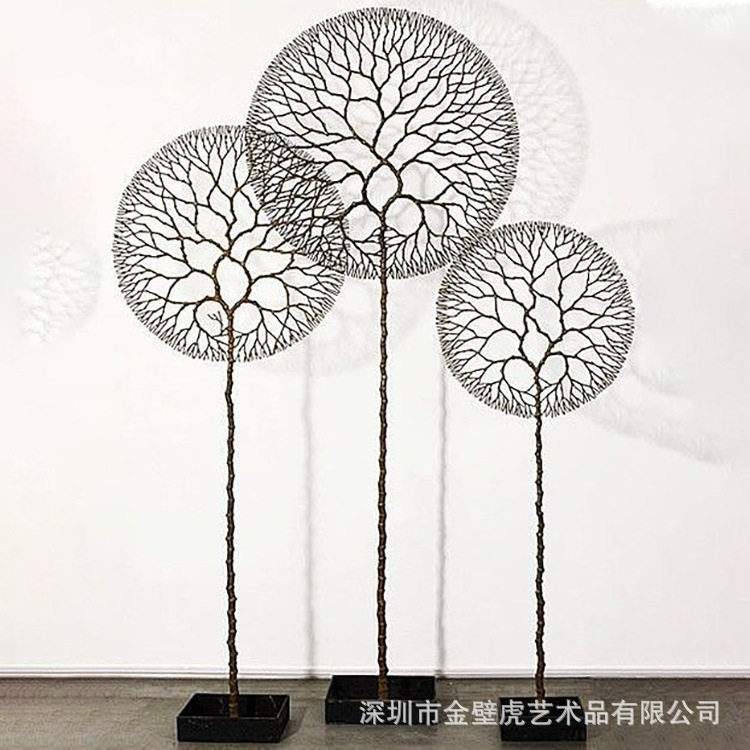 金属蒲公英雕塑 抽象植物类铁艺摆件 样板房售楼处创意金属艺术品