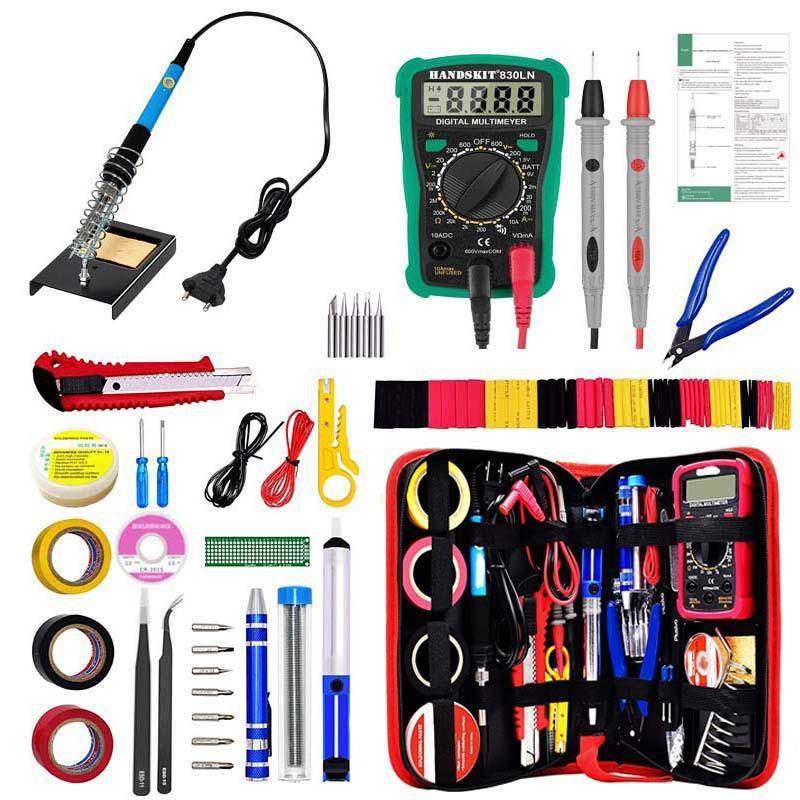电烙铁焊接套装110V220V60W焊枪套件带万用表焊接工具包带数显