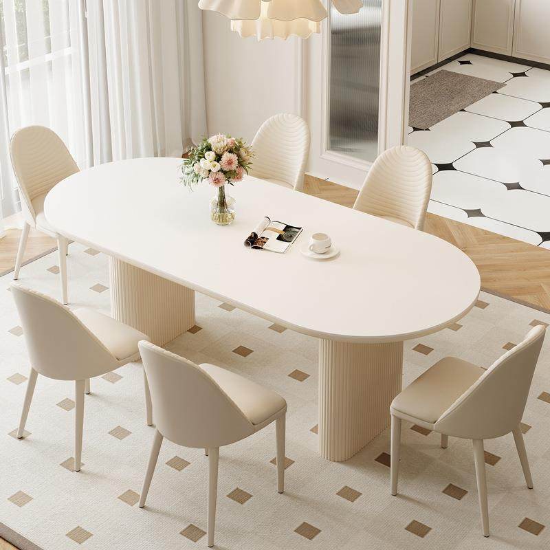 法式奶油风岩板餐桌现代简约家用小户型纯白椭圆形复古餐桌椅组合,节庆用品/礼品,新娘配件,淘宝优惠券,粉丝福利购,淘宝优惠卷