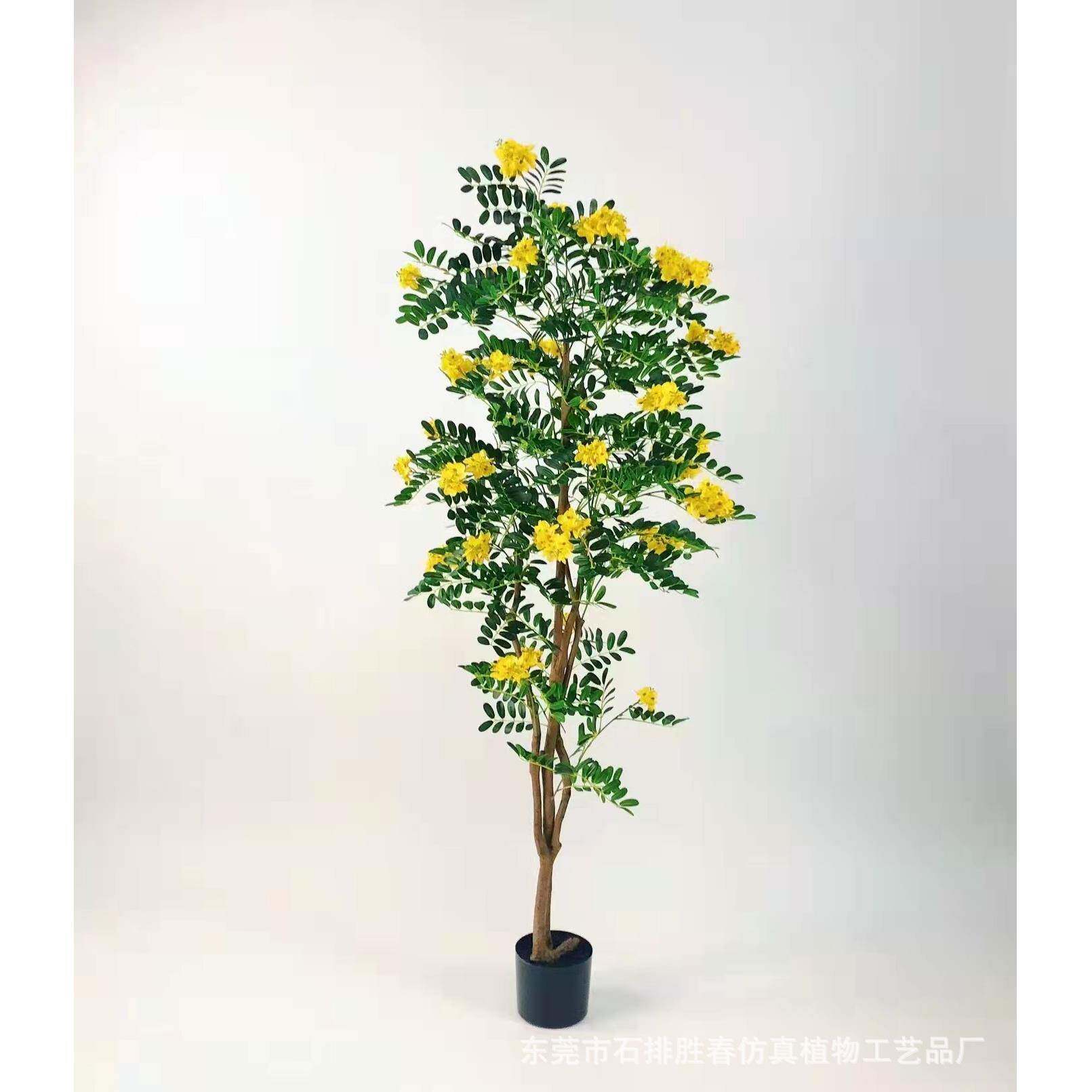 仿真黄槐花树黄花叶槐花树叶槐树园林工程造景家居装饰仿真绿植