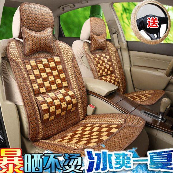 汽车坐垫竹片凉席垫夏季全包围座套木珠座垫面包车小货车正副前排