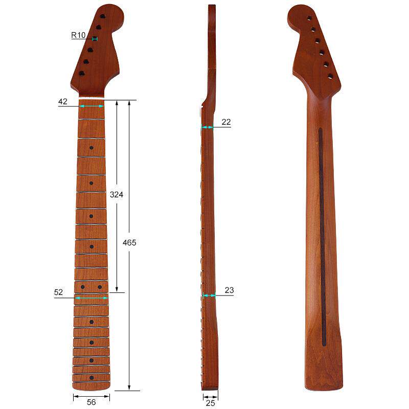 电吉他ST琴颈6弦21品烤枫哑光牛骨上枕吉他琴柄电吉他乐器配件