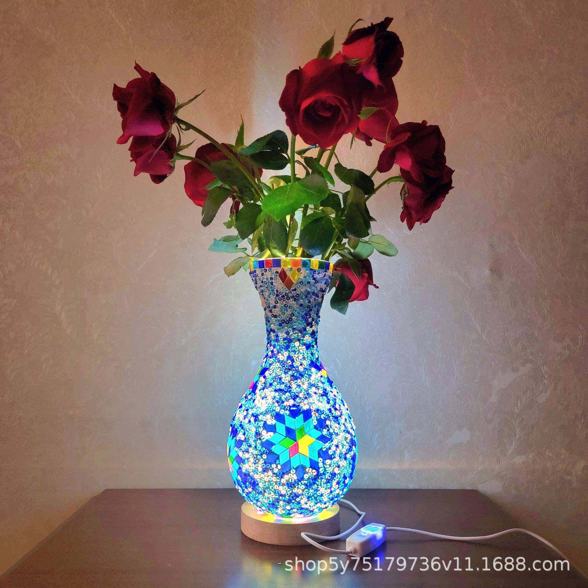 USB复古房间客厅马赛克网红土耳其风格成品小夜灯花瓶插花摆件,纺织面料/辅料/配套,纺织机械配件,淘宝优惠券,粉丝福利购,淘宝优惠卷