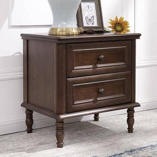 小美式风格实木床头柜美式乡村储物柜卧室柜子全原木无辅材贴皮