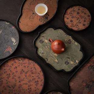 吸水速干茶杯垫茶托新中式国风轻奢杯托陶瓷茶道配件隔热垫文玩