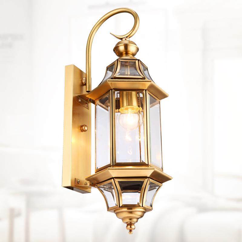 户外壁灯 铜壁灯简约大气室内外用500高度方形过道灯庭院阳台别墅