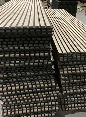 环保格栅板装饰隔音板木皮MDF外贸工厂 木条聚酯纤维吸音板