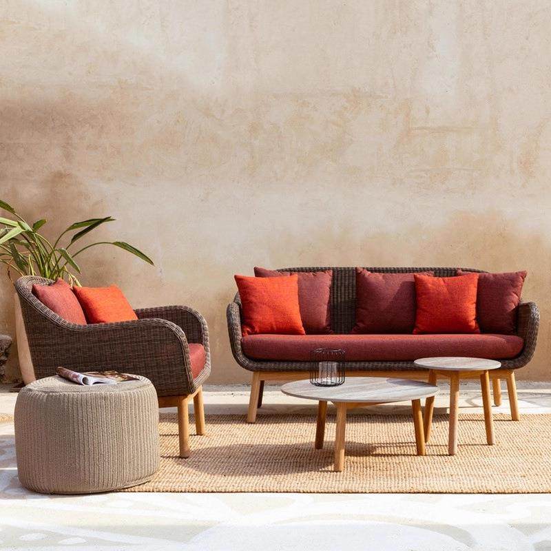 户外实木藤编沙发庭院简约休闲露台别墅阳台花园藤椅家具茶几组合