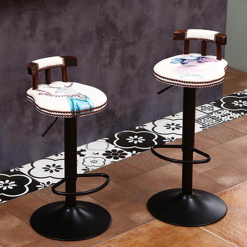 吧台椅现代简约家用铁艺高脚凳吧台凳酒吧椅美式升降靠背椅子凳子